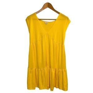 Anthropologie See You Monday Tiered T-Shirt Trapeze Dress in Yellow (NWOT)